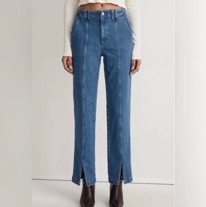 Madewell The Perfect Vintage Straight Jeans Front Seem Blue Slit Hem Size 23